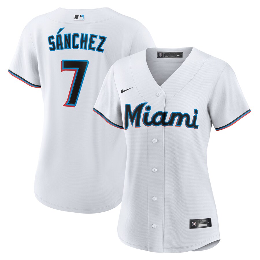 Women's Miami Marlins Jesús Sánchez Nike White Home Replica Jersey - SUjersey01