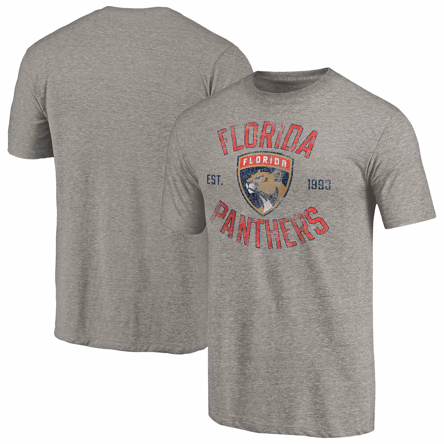 Men's Florida Panthers Ash Heritage Tri-Blend T-Shirt - SUjersey01