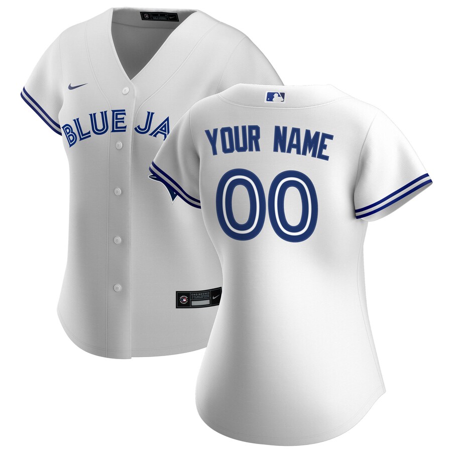 Women's Toronto Blue Jays Nike White Home Replica Custom Jersey - SUjersey01