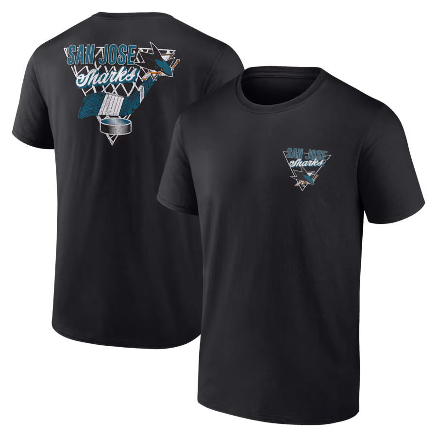 Men's San Jose Sharks Black Net Slap T-Shirt - SUjersey01