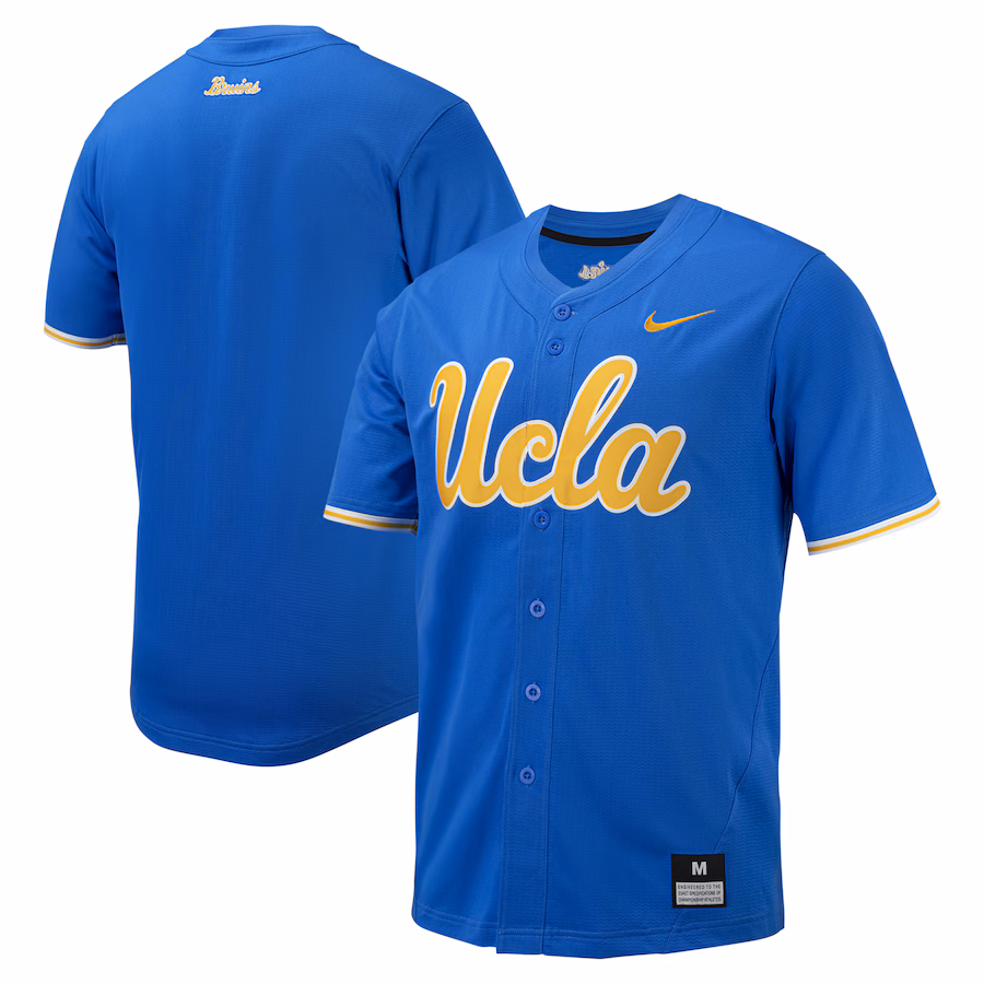 Men's Nike Blue UCLA Bruins Replica Full-Button Baseball Jersey - SUjersey01