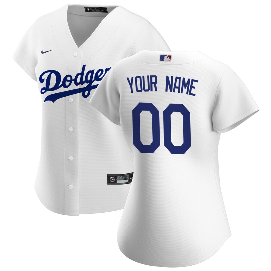 Women's Los Angeles Dodgers Nike White Home Replica Custom Jersey - SUjersey01