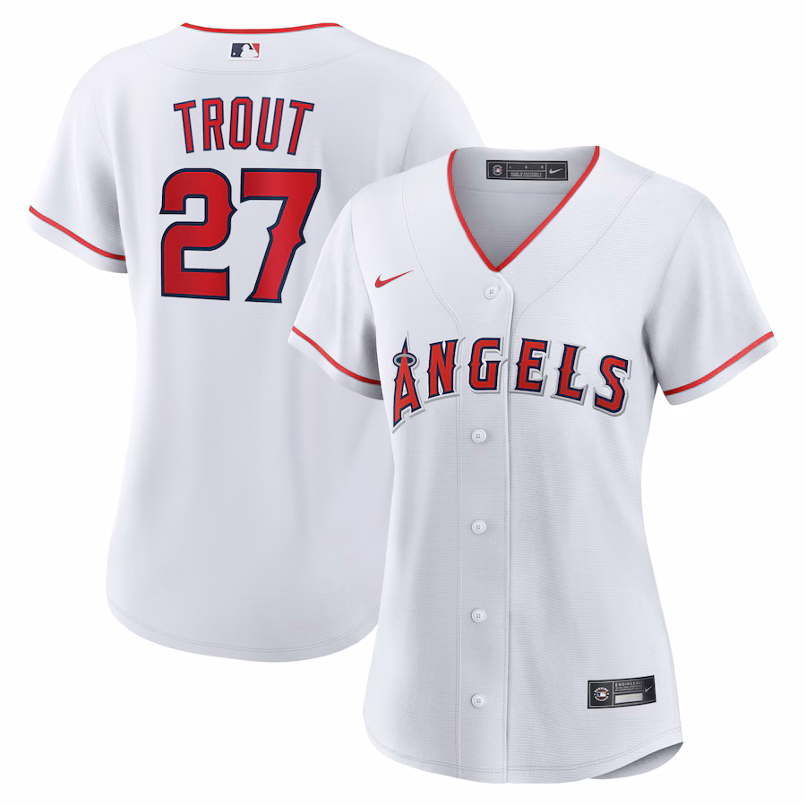 Women's Los Angeles Angels Mike Trout Nike White Home Replica Player Jersey - SUjersey01