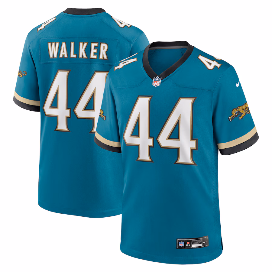 Men's Jacksonville Jaguars Travon Walker Nike Teal Prowler Throwback Player Game Jersey - SUjersey01