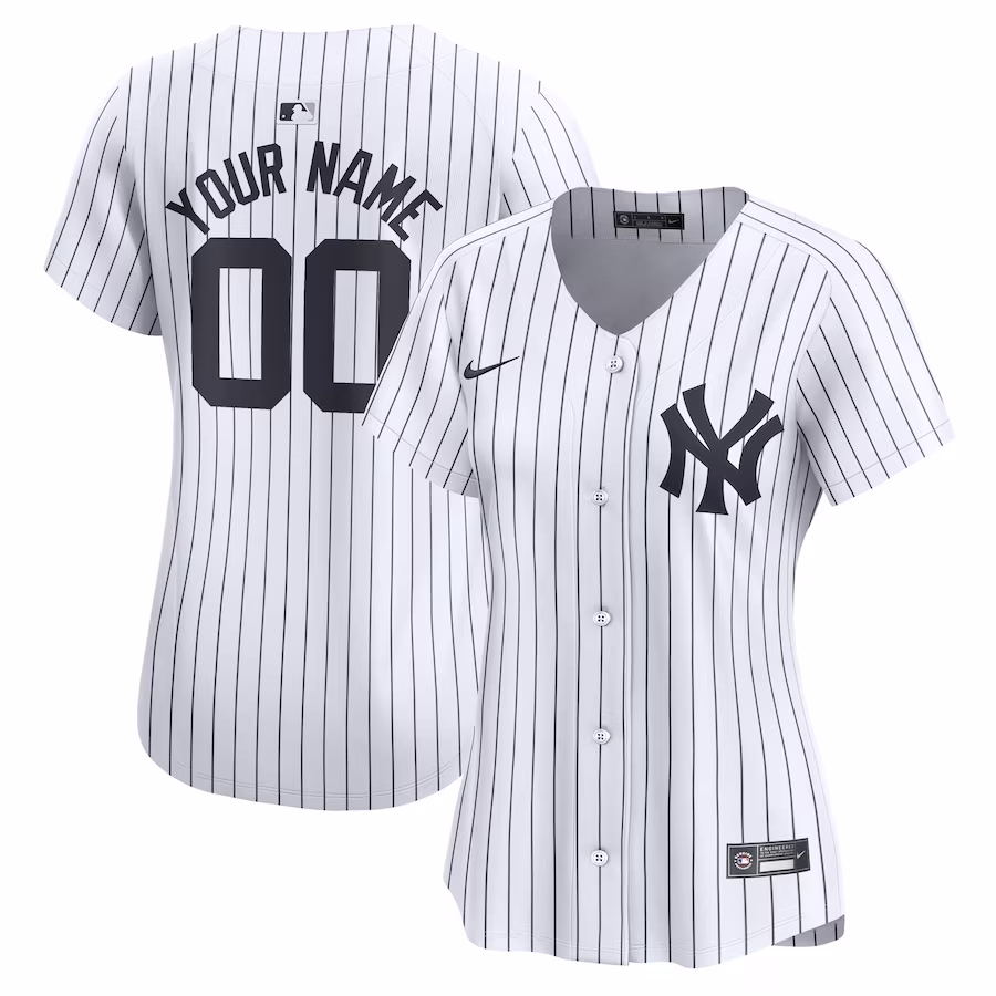 Women's New York Yankees Nike White Home Limited Custom Jersey - SUjersey01