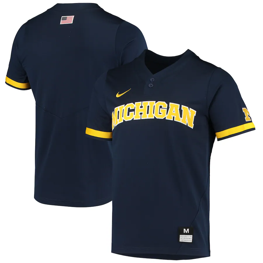 Michigan Wolverines Nike Replica 2-Button Baseball Jersey - Navy - SUjersey01