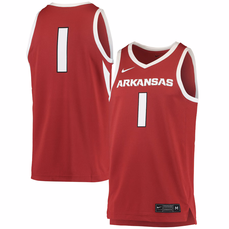 Men's Nike #1 Crimson Arkansas Razorbacks Replica Jersey - SUjersey01