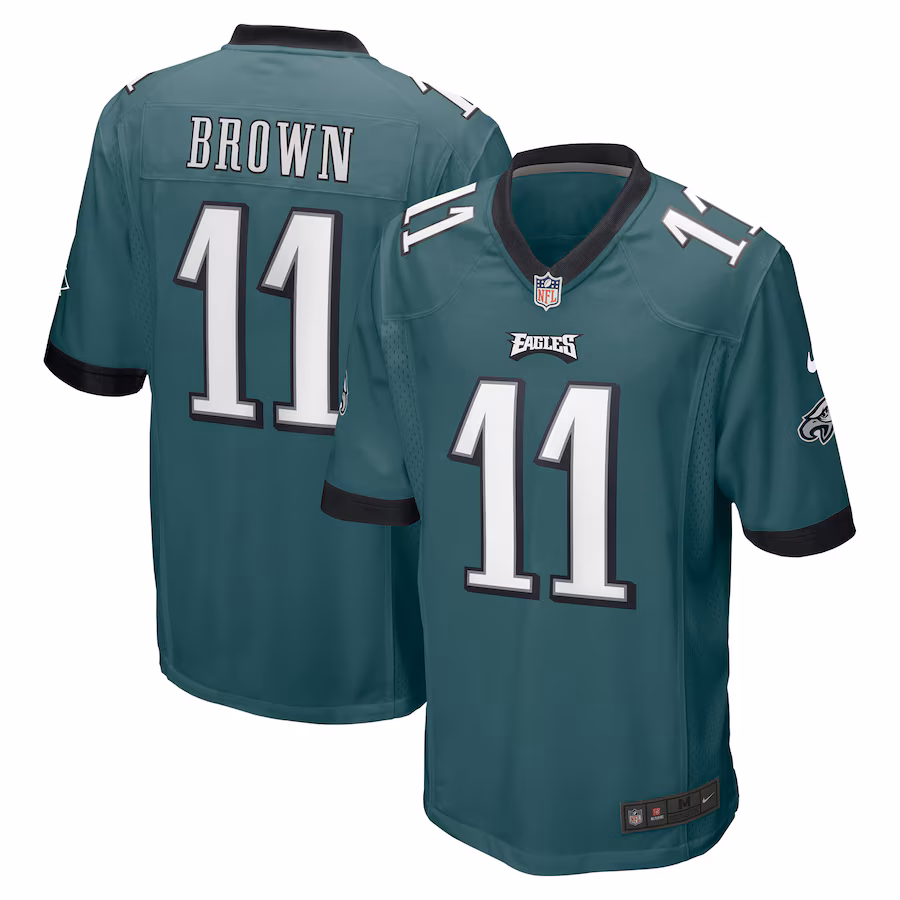 Men's Philadelphia Eagles A.J. Brown Nike Midnight Green Player Game Jersey - SUjersey01
