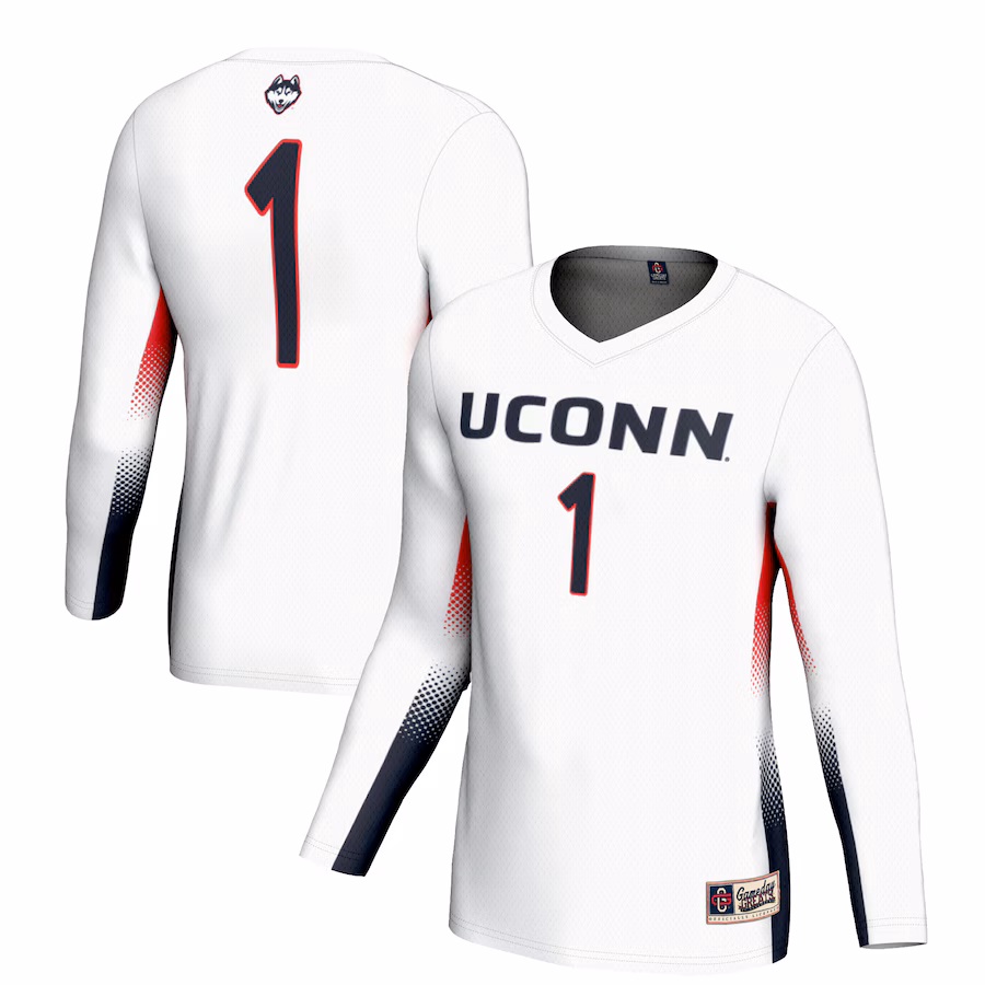 Unisex GameDay Greats #1 White UConn Huskies Lightweight Volleyball Jersey - SUjersey01