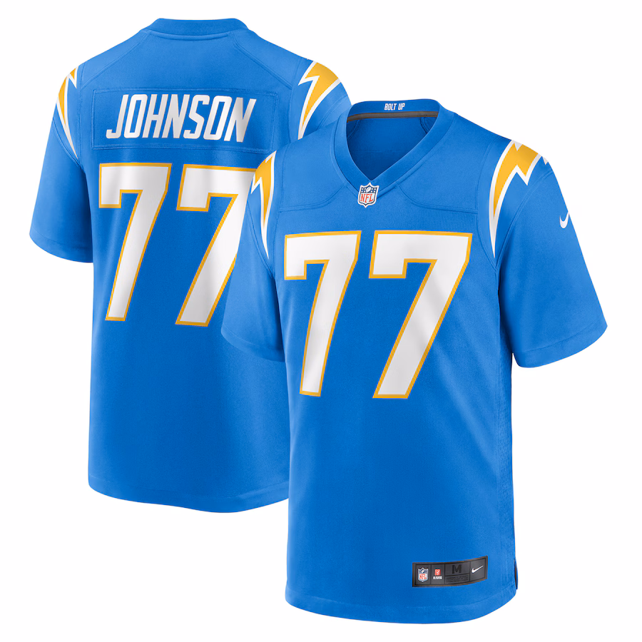 Men's Los Angeles Chargers Zion Johnson Nike Powder Blue Player Game Jersey - SUjersey01