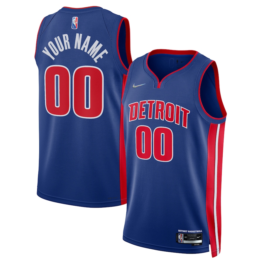 Men's Detroit Pistons Nike Blue 2021/22 Diamond Swingman Custom Jersey - Icon Edition - SUjersey01