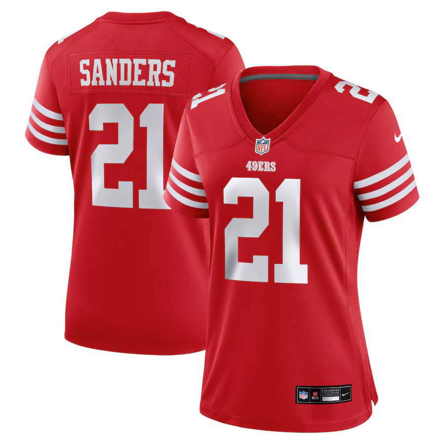 Women's San Francisco 49ers Deion Sanders Nike Scarlet Team Retired Player Game Jersey - SUjersey01