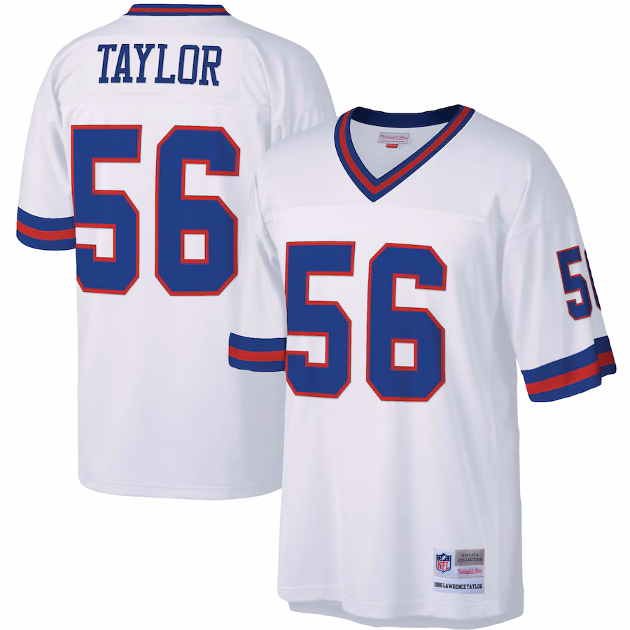 Men's New York Giants Lawrence Taylor Mitchell & Ness White Legacy Replica Jersey - SUjersey01