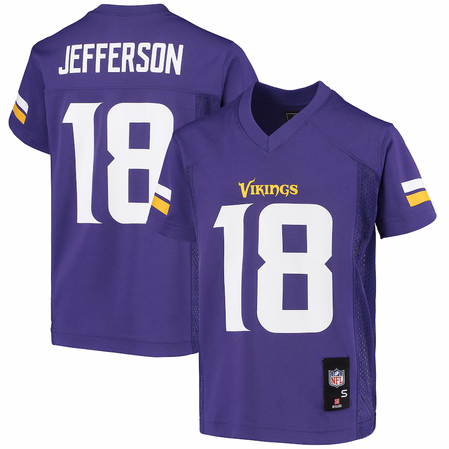 Youth Minnesota Vikings Justin Jefferson Purple Replica Player Jersey - SUjersey01