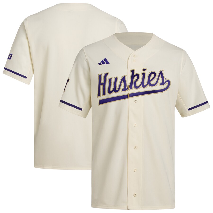 Men's adidas  Cream Washington Huskies Replica Baseball Jersey - SUjersey01