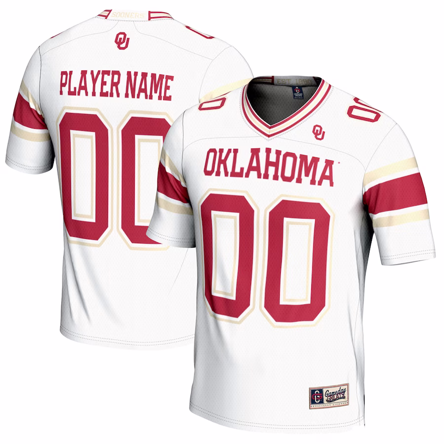 Oklahoma Sooners GameDay Greats NIL Pick-A-Player Football Jersey - White - SUjersey01