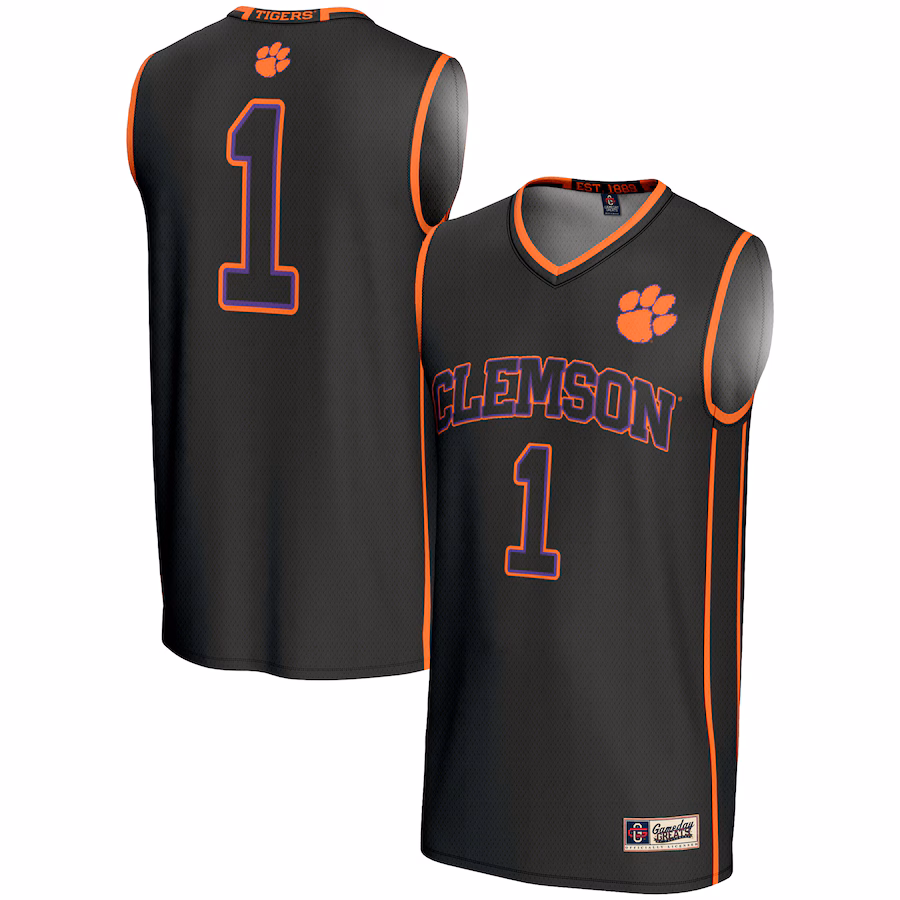 Men's GameDay Greats #1  Black Clemson Tigers  Lightweight Basketball Jersey - SUjersey01