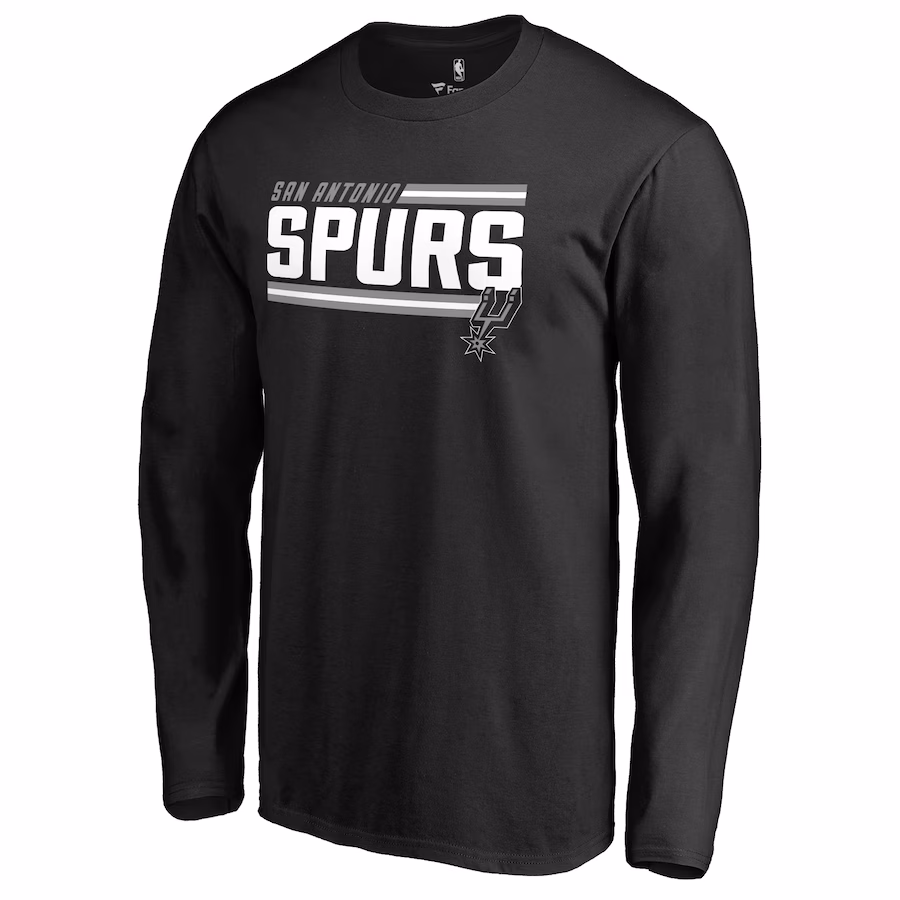 Men's San Antonio Spurs Black Onside Stripe Long Sleeve T-Shirt - SUjersey01