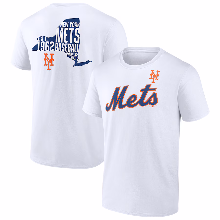 Men's New York Mets White Team Hot Shot T-Shirt - SUjersey01