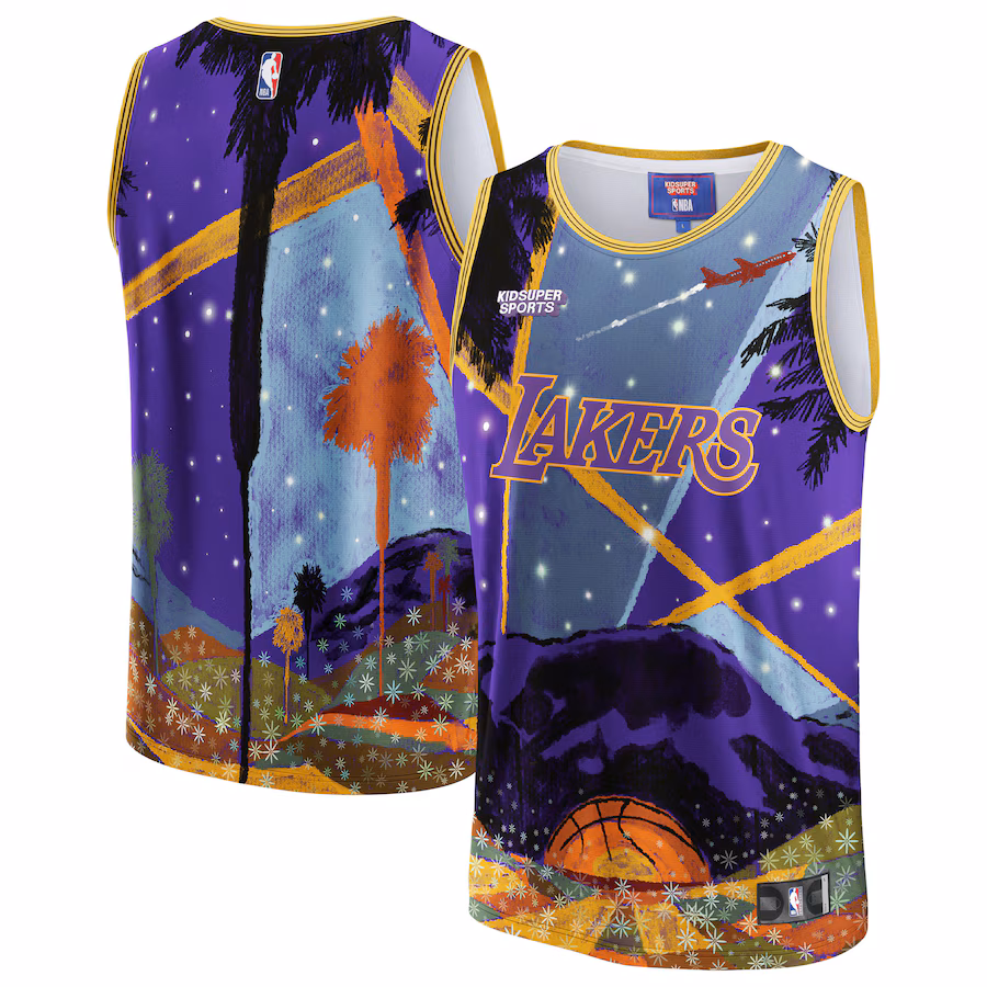 Unisex Los Angeles Lakers NBA & KidSuper Studios by Fanatics Purple Hometown Jersey - SUjersey01