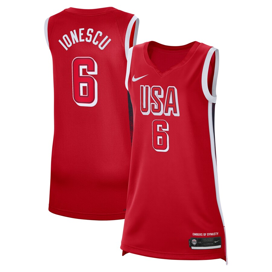 Unisex Women's USA Basketball Sabrina Ionescu Nike Red 2024 Swingman Player Jersey - SUjersey01