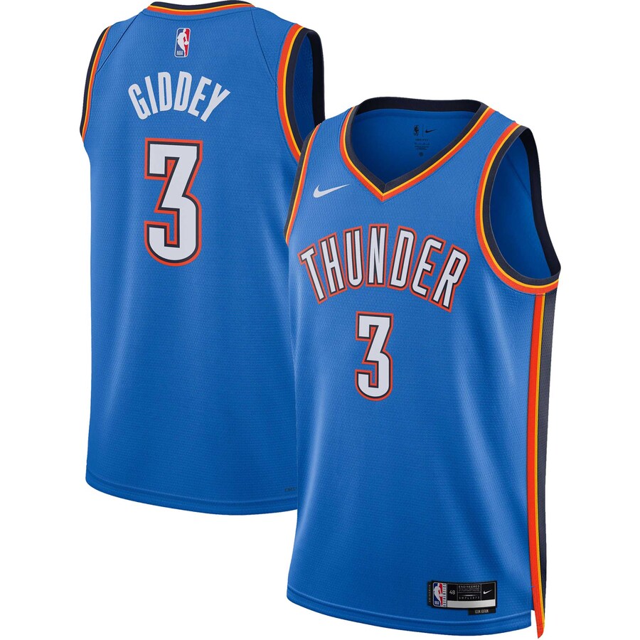 Unisex Oklahoma City Thunder Josh Giddey Nike Blue Swingman Jersey - Icon Edition - SUjersey01