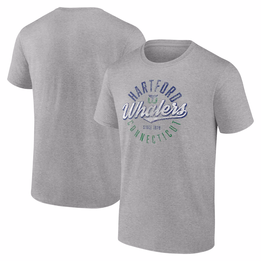 Men's Hartford Whalers Fanatics Gray Emblem T-Shirt - SUjersey01