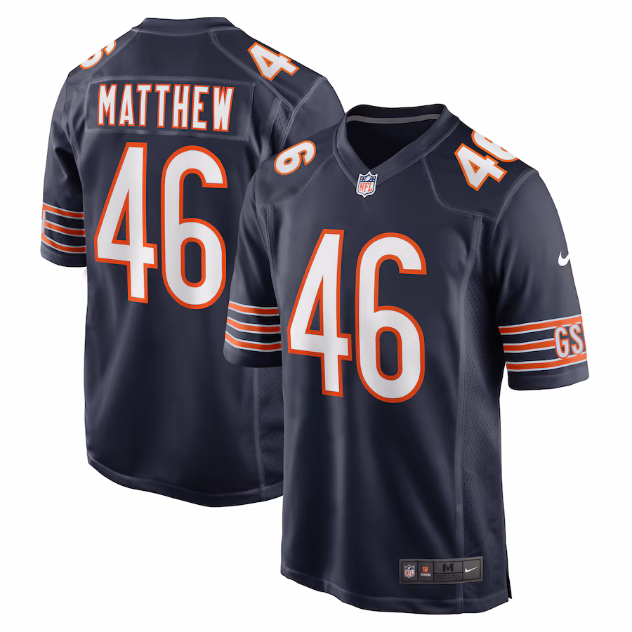 Men's Chicago Bears Christian Matthew Nike  Navy  Game Jersey - SUjersey01