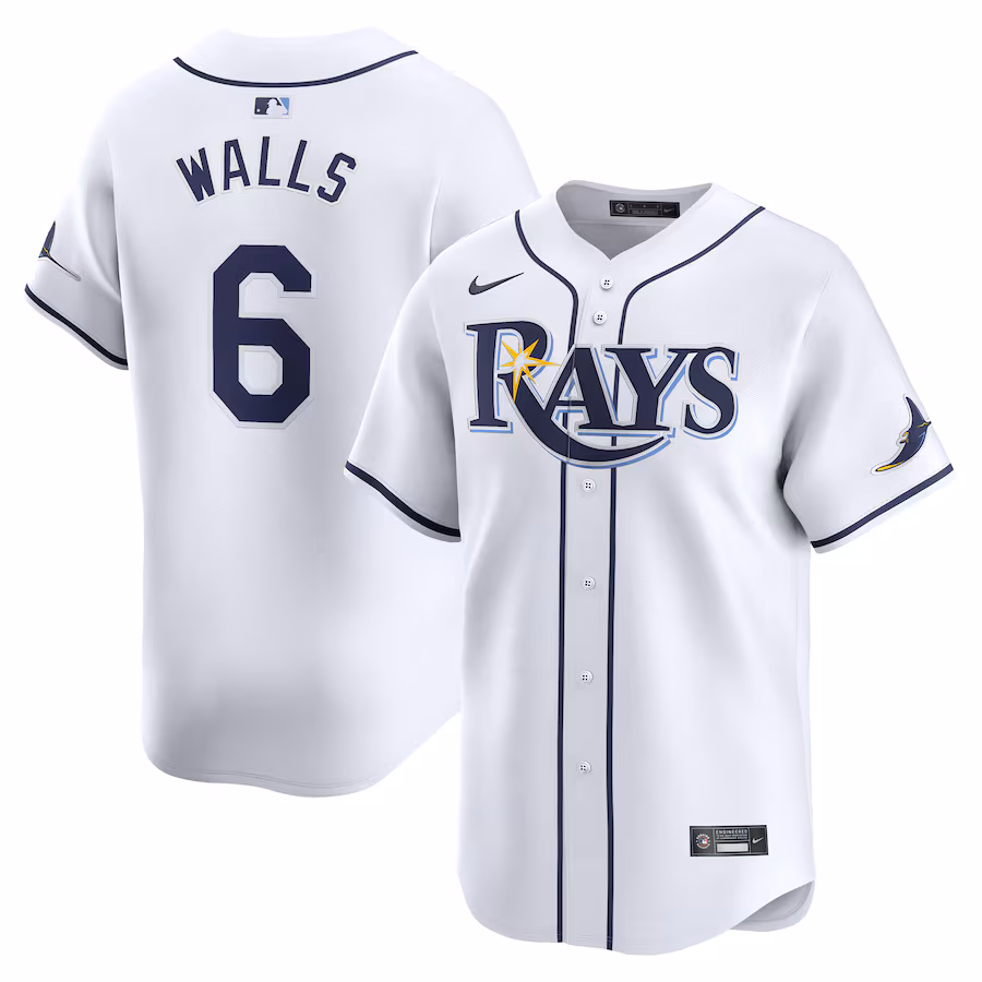 Men's Tampa Bay Rays Taylor Walls Nike White Home Limited Player Jersey - SUjersey01