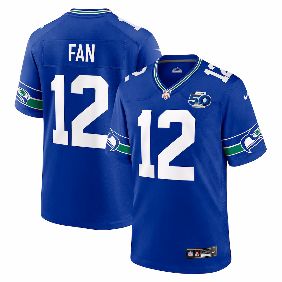 Men's Seattle Seahawks 12 Fan Nike Royal Alternate 2 50th Season Game Jersey - SUjersey01