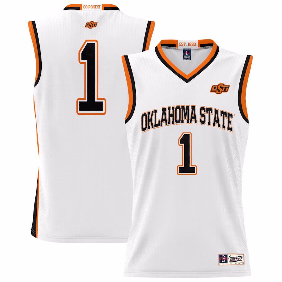 #1 Oklahoma State Cowboys GameDay Greats Youth Lightweight Basketball Jersey - White - SUjersey01