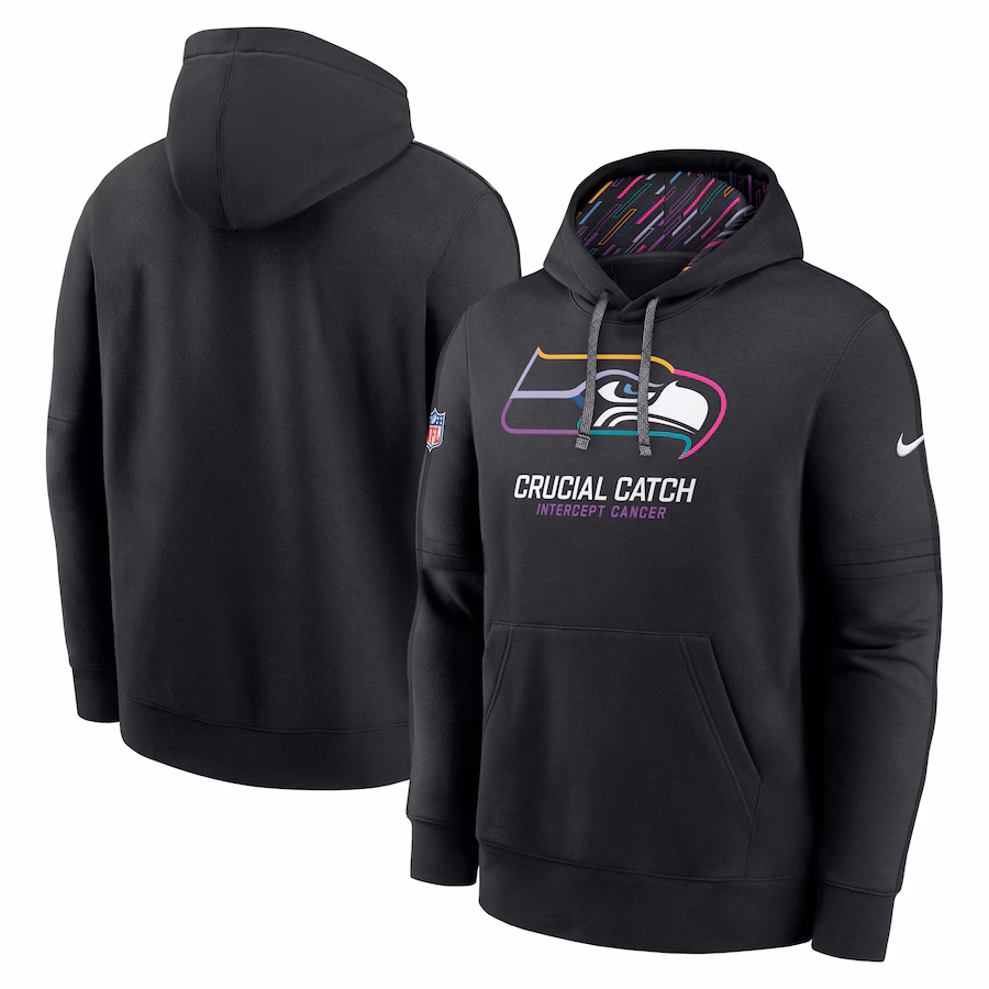 Men's Seattle Seahawks Nike Black 2024 NFL Crucial Catch Club Pullover Hoodie - SUjersey01