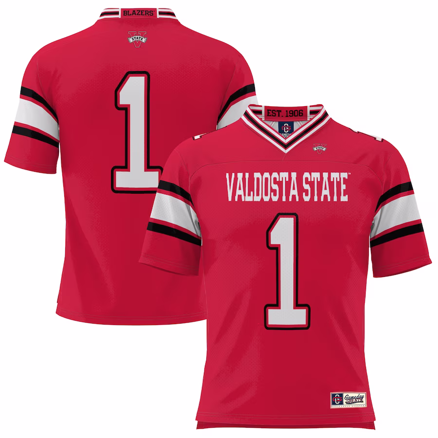 #1 Valdosta State Blazers GameDay Greats Endzone Football Jersey - Red - SUjersey01