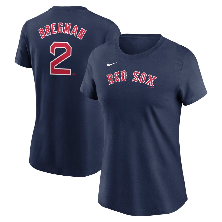 Women's Boston Red Sox Alex Bregman Nike Navy Fuse Name & Number T-Shirt - SUjersey01