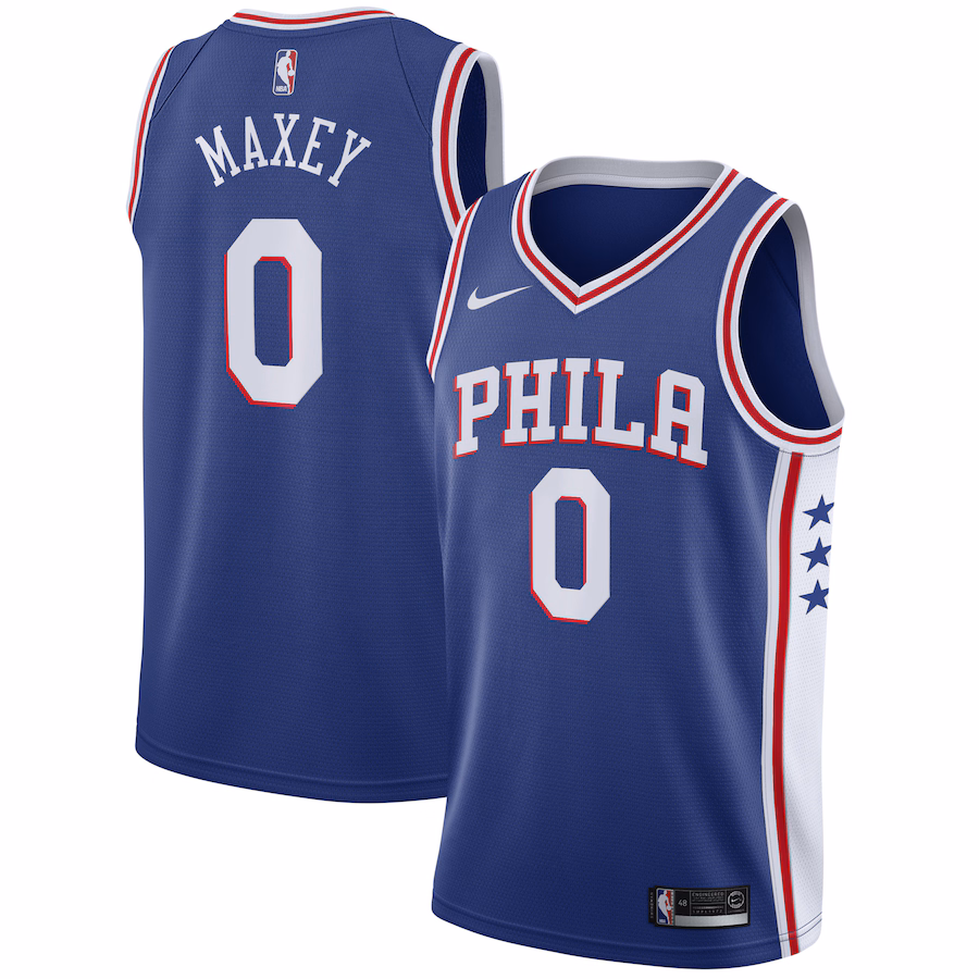Philadelphia 76ers Tyrese Maxey Nike Royal Swingman Jersey Icon Edition - SUjersey01