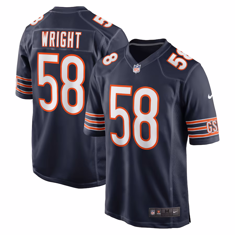Men's Chicago Bears Darnell Wright Nike Navy Game Jersey - SUjersey01