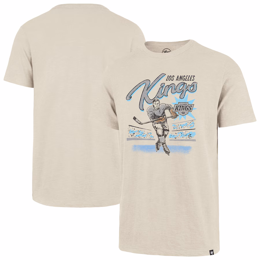 Men's Los Angeles Kings '47 Natural Hockey Player Golden Age Scrum T-Shirt - SUjersey01