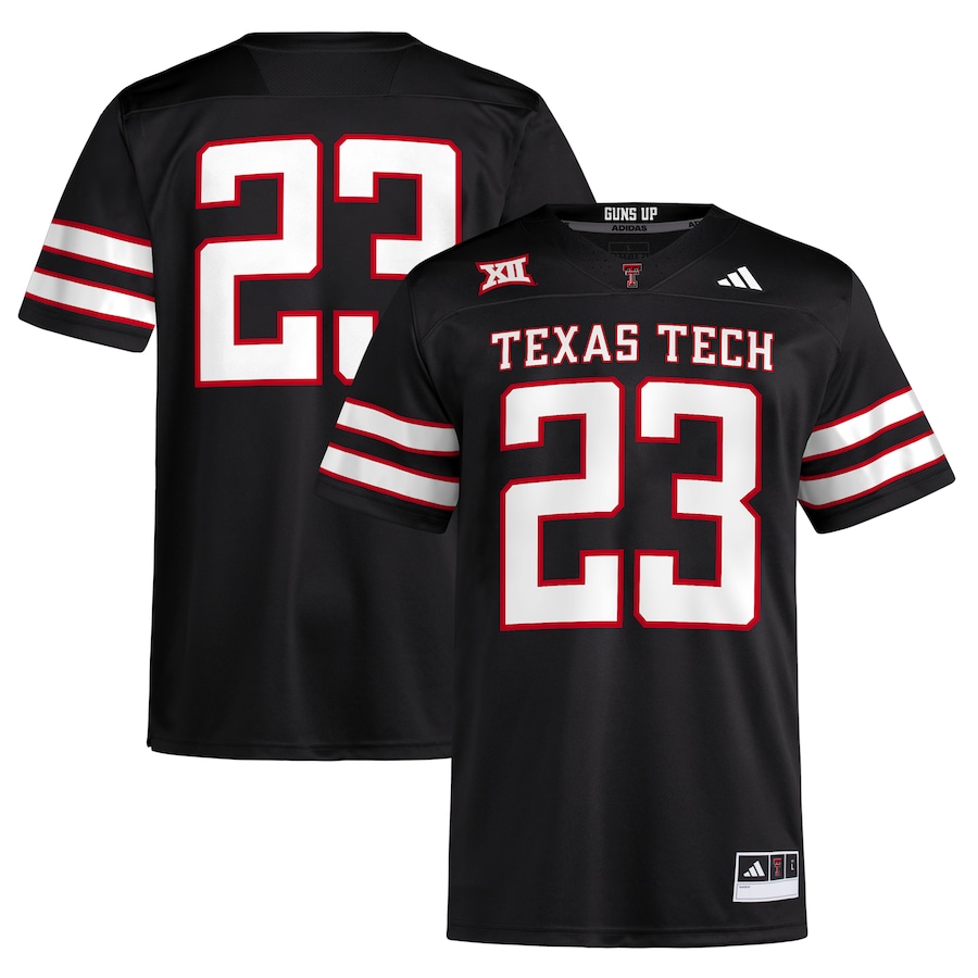 #23 Texas Tech Red Raiders adidas Alternate Premier Football Jersey – Black - SUjersey01