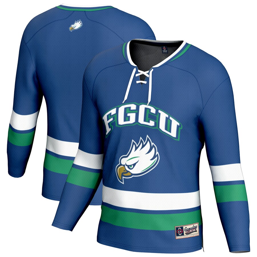 Men's GameDay Greats Blue Florida Gulf Coast Eagles Hockey Jersey - SUjersey01