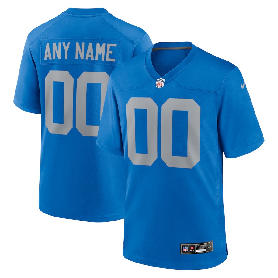 Men's Detroit Lions Nike Blue Alternate Custom Game Jersey - SUjersey01