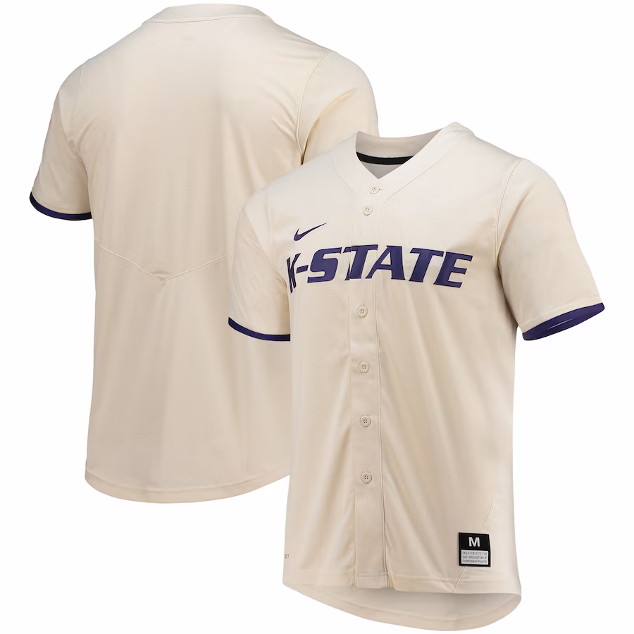 Kansas State Wildcats Nike Replica Baseball Jersey - Natural - SUjersey01
