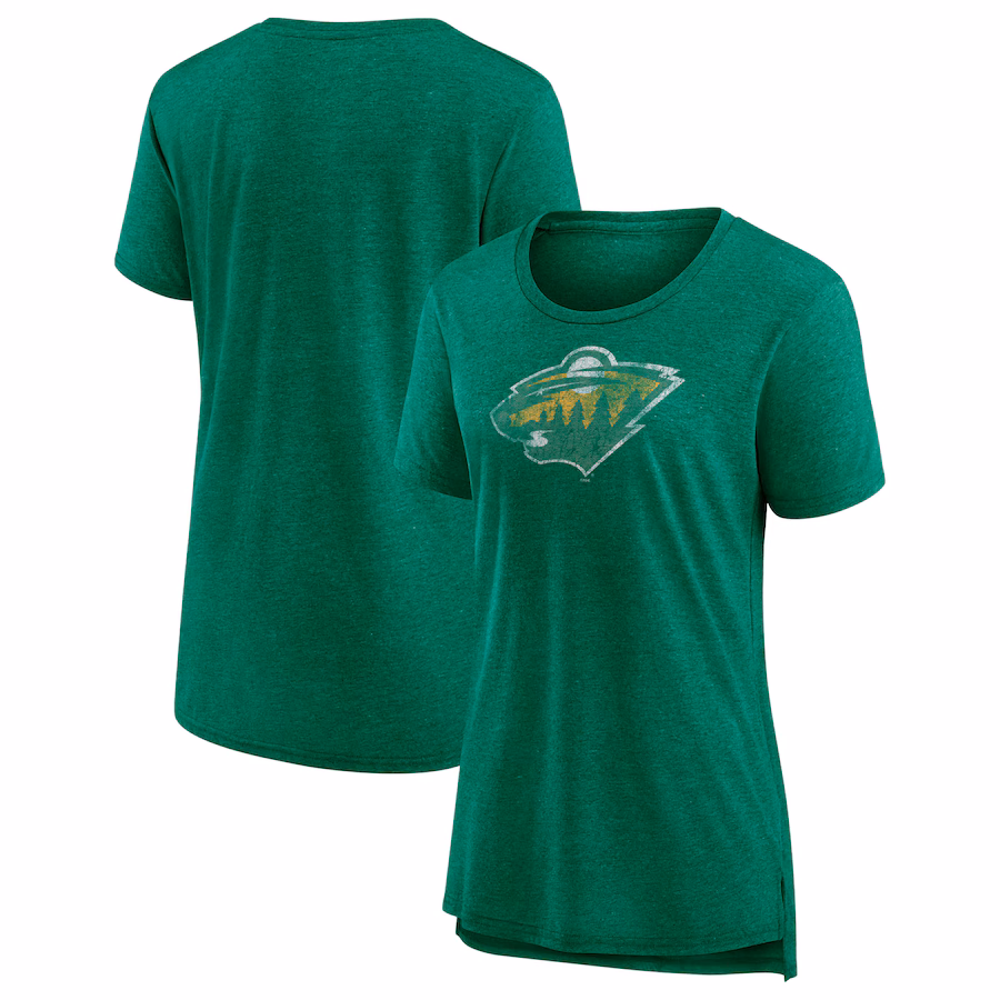 Women's Minnesota Wild Fanatics Heather Green Special Edition 2.0 Modern T-Shirt - SUjersey01