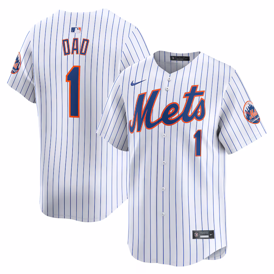 Men's New York Mets Nike White #1 Dad Home Limited Jersey - SUjersey01