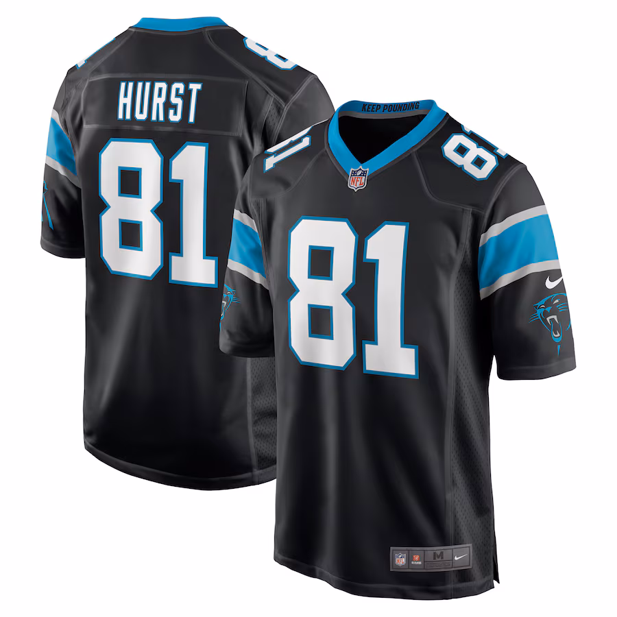 Men's Carolina Panthers Hayden Hurst Nike Black Game Player Jersey - SUjersey01