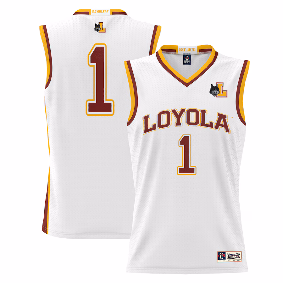 Male GameDay Greats #1  White Loyola Chicago Ramblers  Lightweight Basketball Jersey - SUjersey01