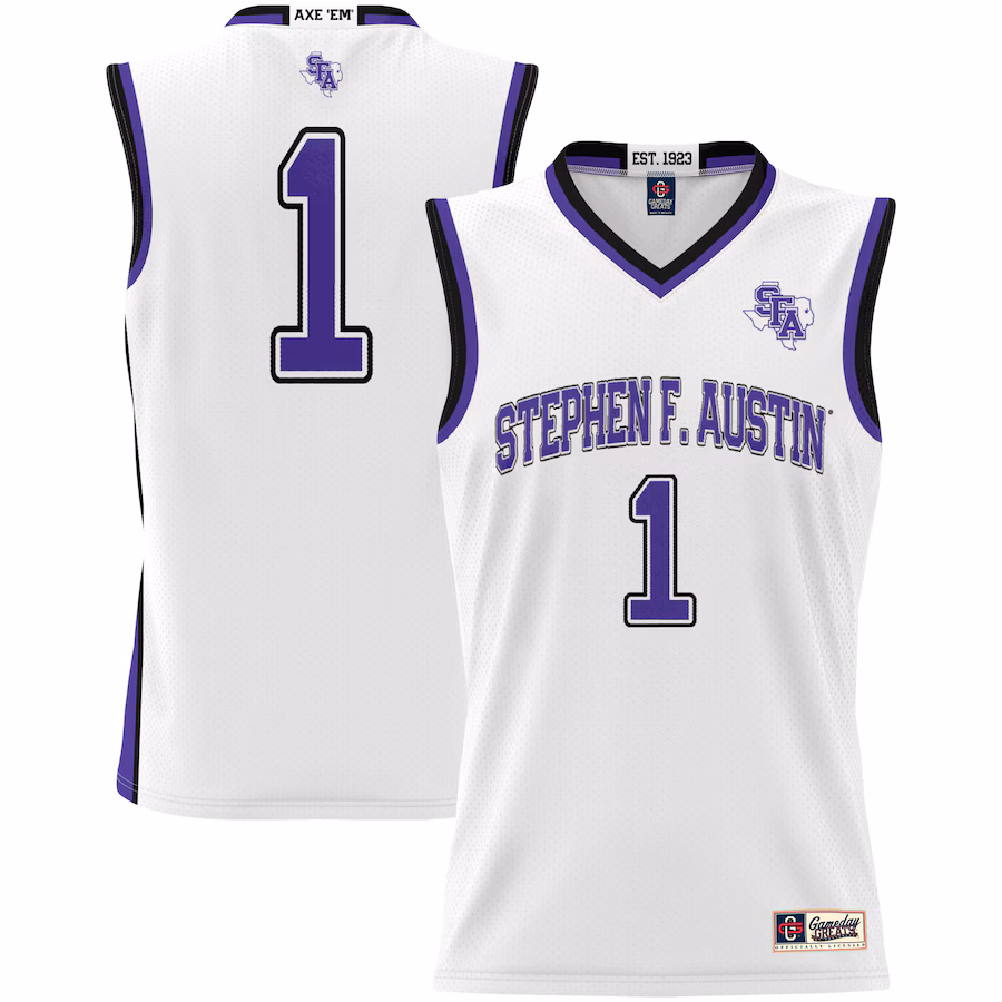 Youth  GameDay Greats White  Stephen F Austin Lumberjacks #1 Basketball Jersey - SUjersey01