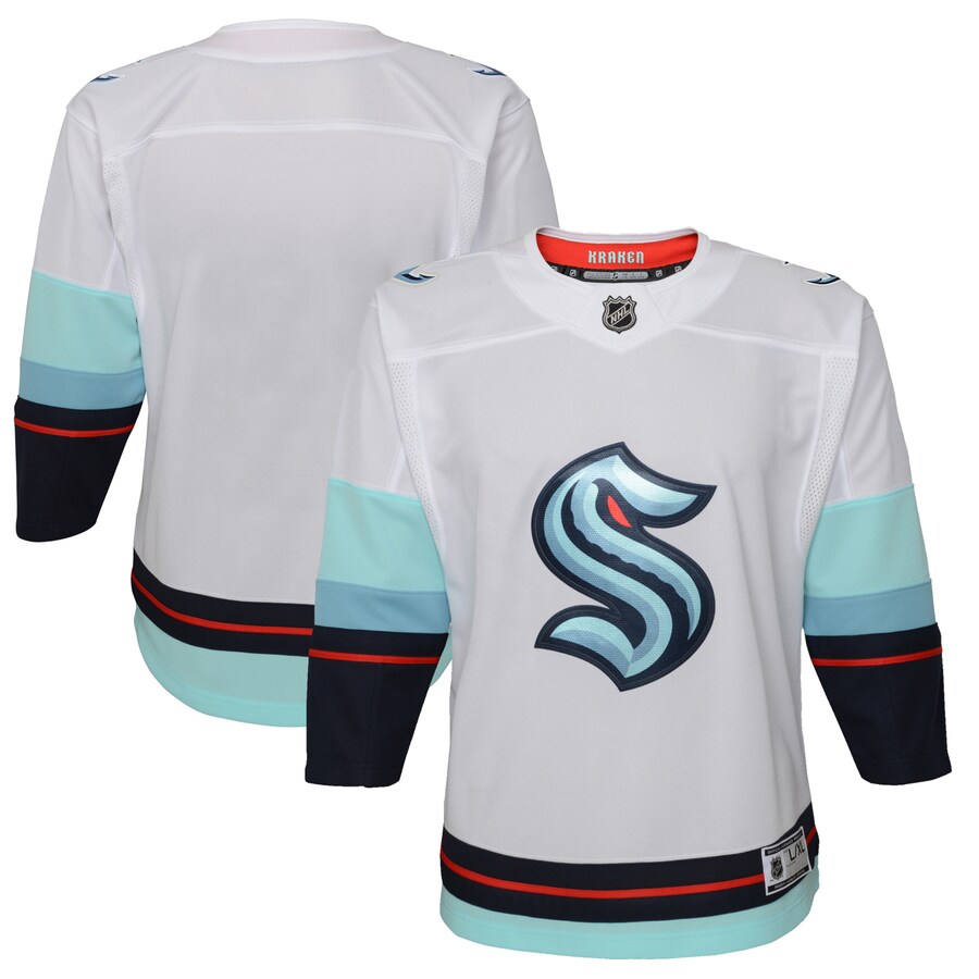 Youth Seattle Kraken White Away Premier Jersey - SUjersey01