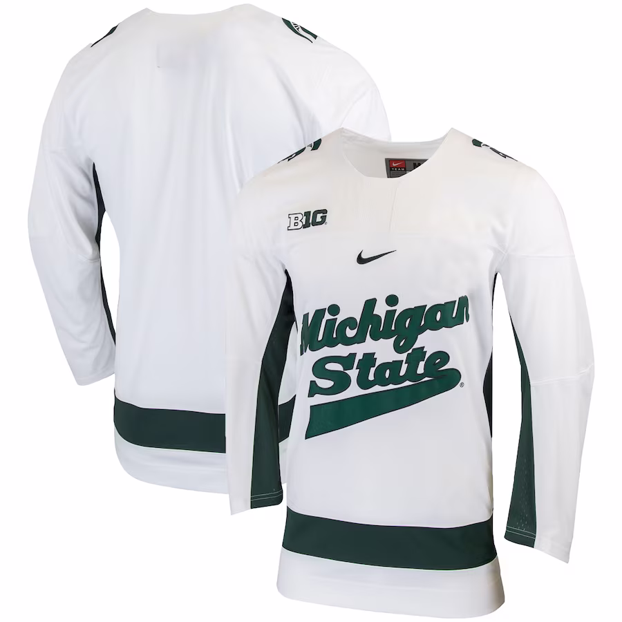 Michigan State Spartans Nike Replica College Hockey Jersey - White - SUjersey01