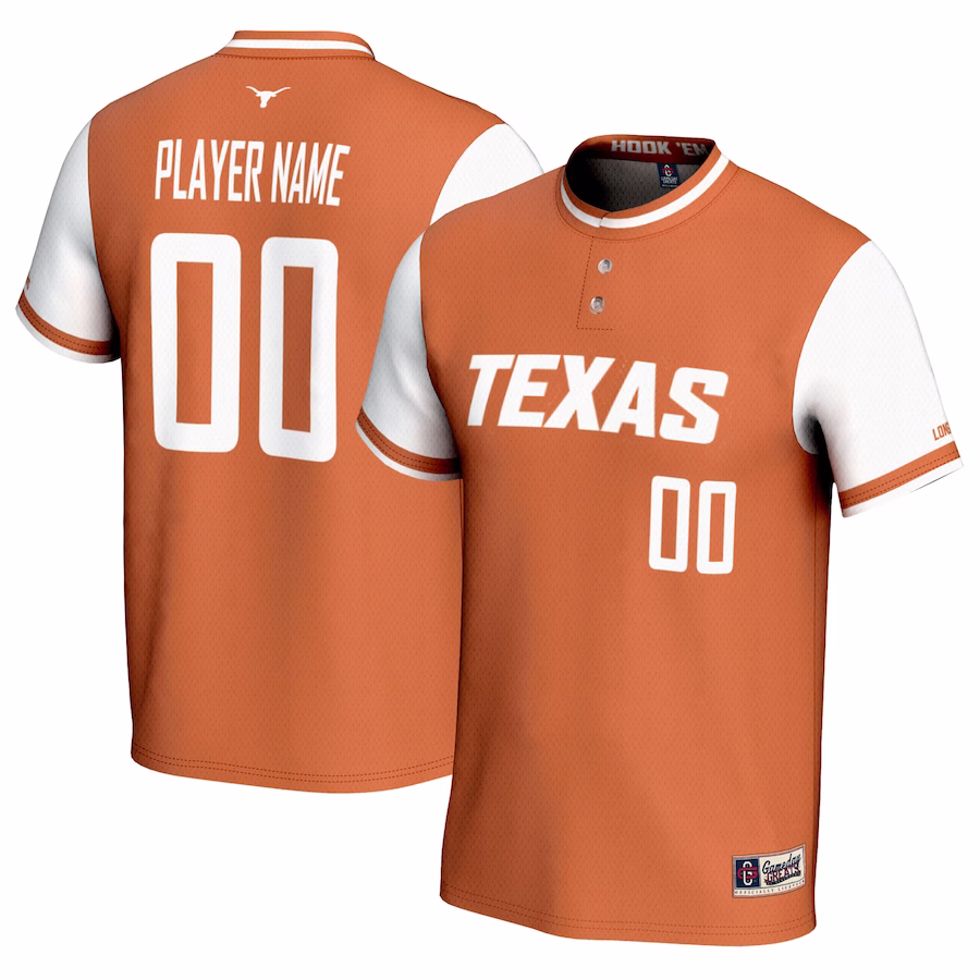 Texas Longhorns GameDay Greats Youth NIL Pick-A-Player Lightweight Softball Jersey - Texas Orange - SUjersey01