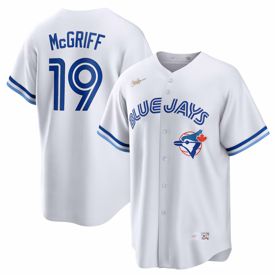 Men's Toronto Blue Jays Fred McGriff Nike White Cooperstown Collection 2023 Hall of Fame Inline Replica Jersey - SUjersey01